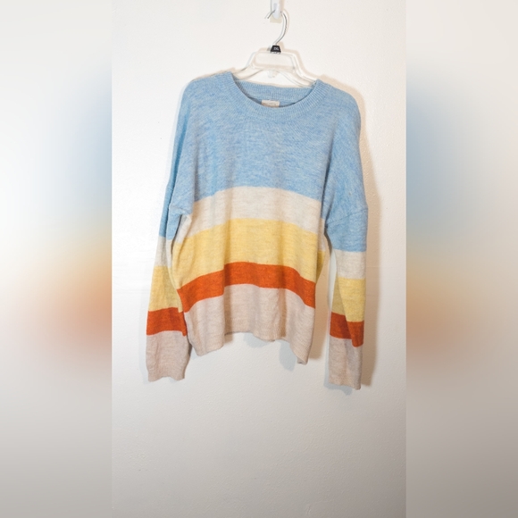 Sweaters - Women's Urban Outfitters Blue And Yellow Stripe Wool Sweater